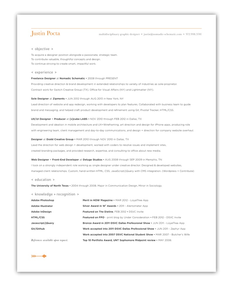 indesign cv resume inspiration minimal color justin pocta