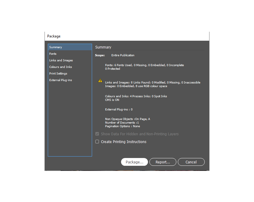 indesign packaging file package files