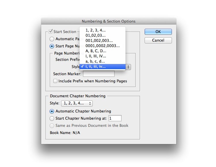 indesign table of contents TOC page numbers sections book design magazine design