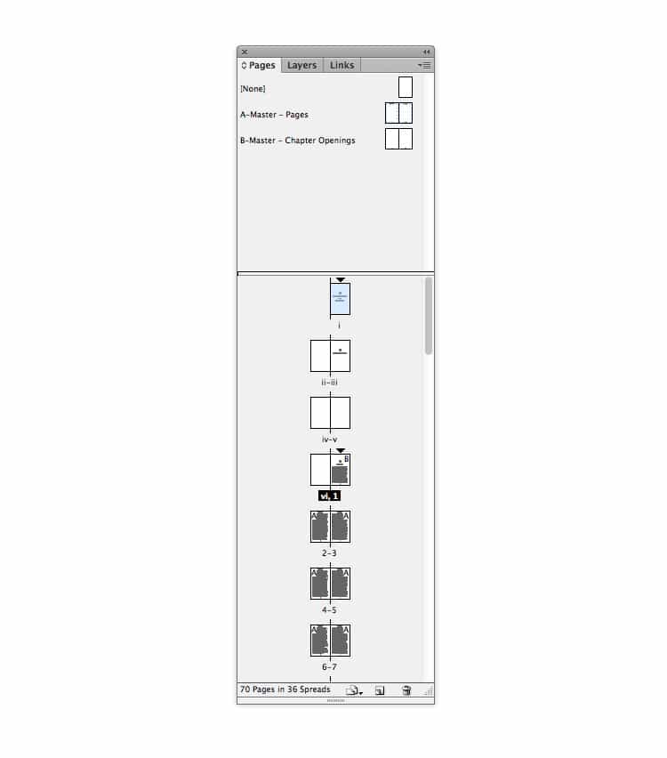 indesign table of contents TOC page numbers sections book design magazine design