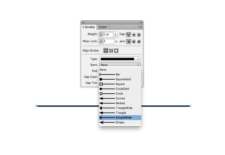 indesign arrows stroke arrowhead