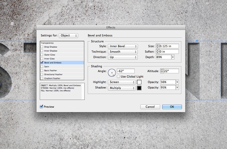 engraved stone quick typography text effect indesign adobe effects
