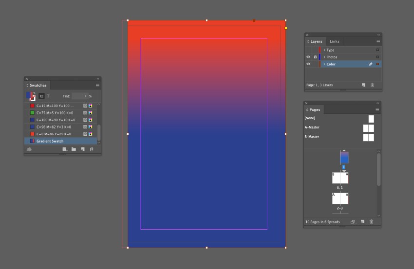 zine design indesign template gradient