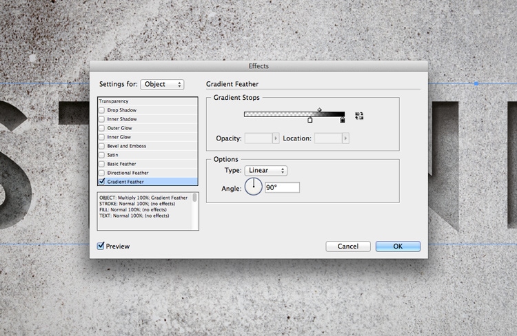 engraved stone quick typography text effect indesign adobe gradient