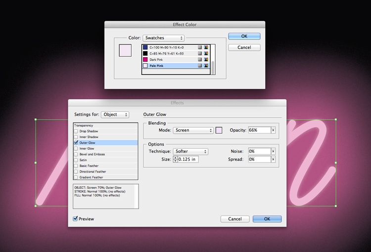 neon sign text effect glow light-up indesign typography effects