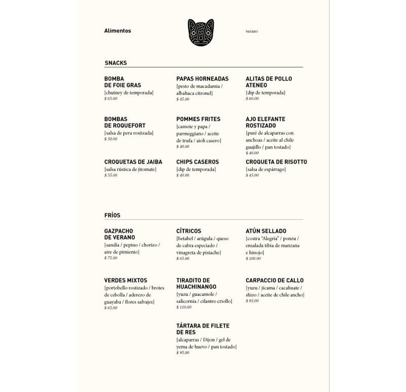 ateneo condesa menu design indesign