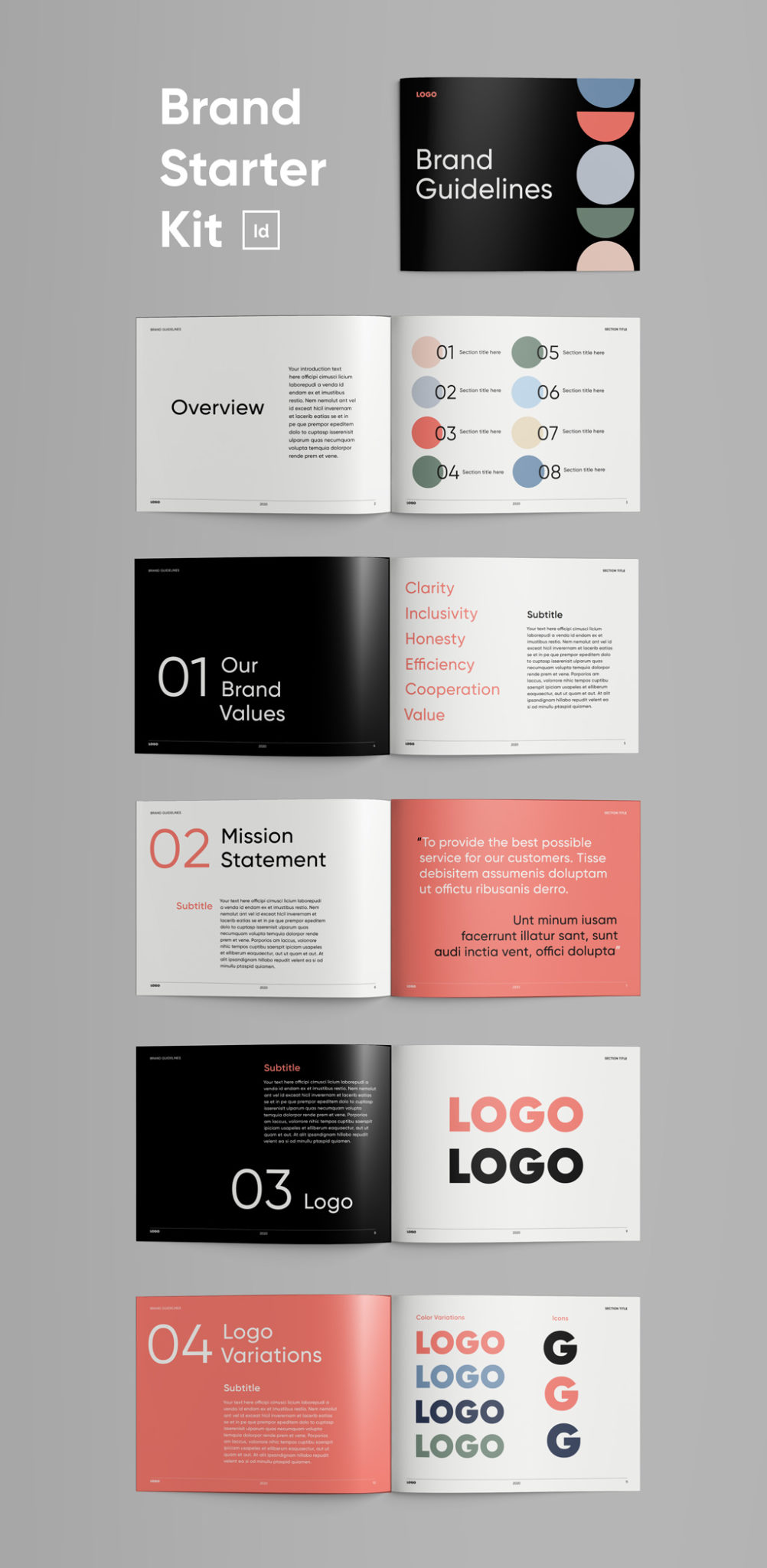 brand starter kit brand guidelines template indesign brand identity template adobe indesign new business indesign templates