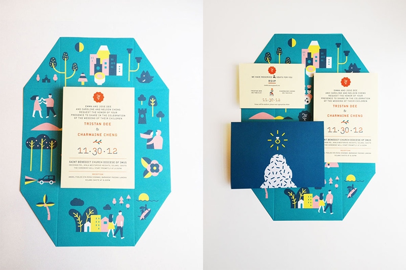 folded origami graphic design indesign wedding invite jefferson cheng