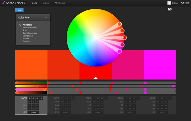 adobe color cc kuler color wheel color palette theme indesign taking color from photo