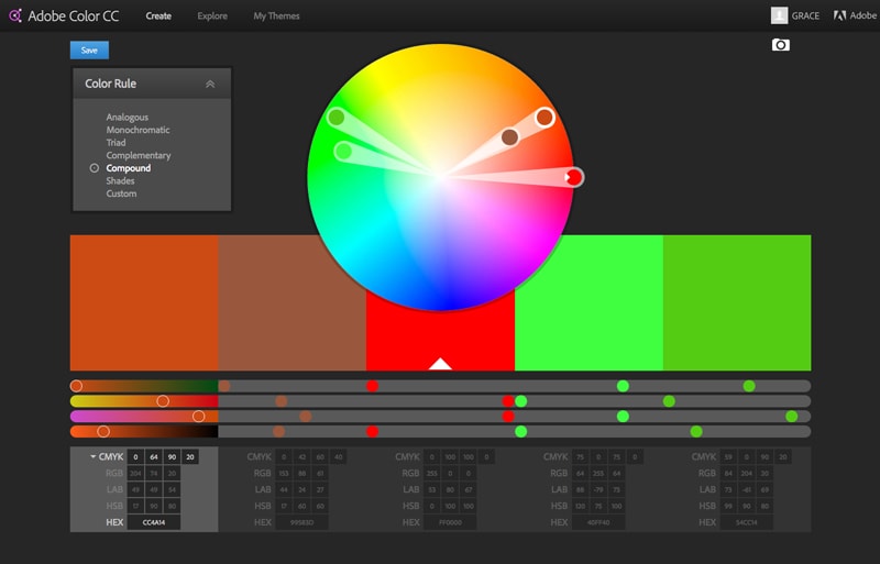 adobe color cc kuler color wheel color palette theme indesign taking color from photo