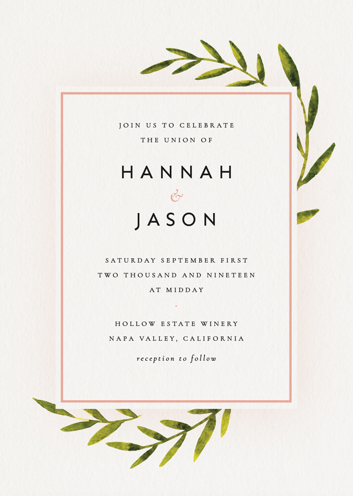 botanical rustic wedding invite indesign