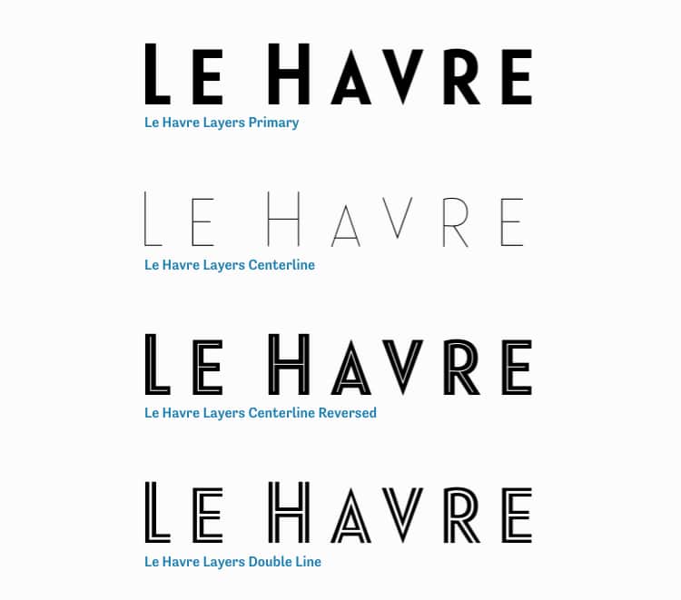 vintage retro authentic fonts era art deco twenties le havre layers sans serif