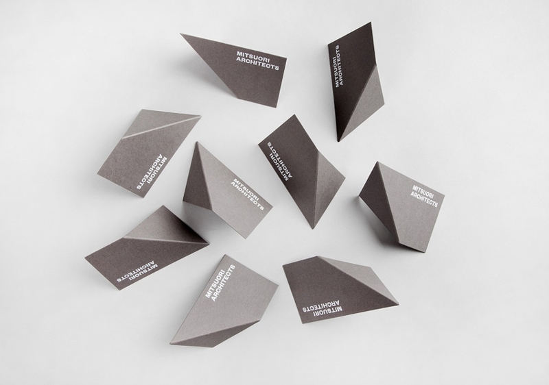 folded origami graphic design indesign business cards mitsuori architects