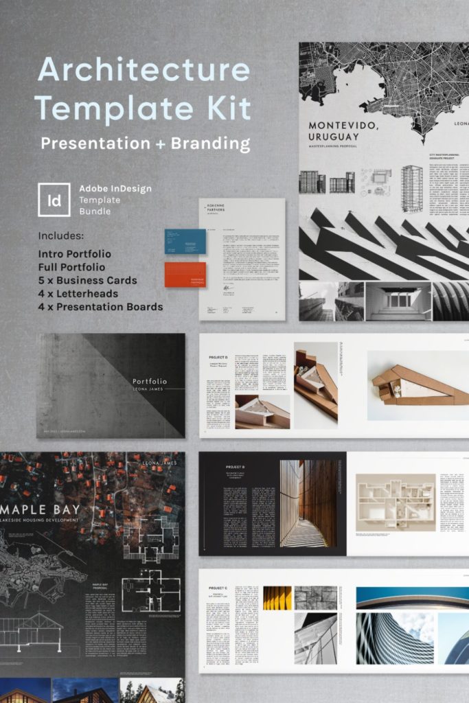 architecture indesign template kit architecture portfolio architecture presentation board architecture business card architect portfolio architect branding