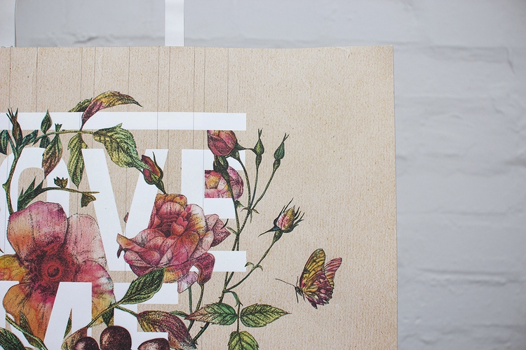 botanical graphic design flowers vintage packaging branding inspiration shopping bag paper bag brown bag beautiful