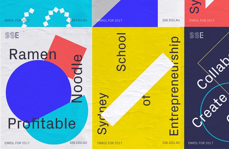 retro branding brand deign brand identity mondrian primary colors bauhaus swiss school sydney school of entrepreneurship