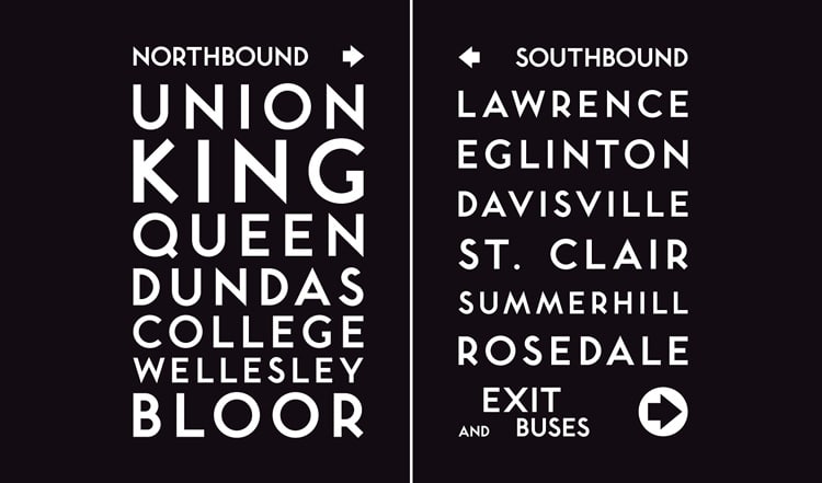 vintage retro authentic fonts era fifties mid-century retro toronto subway gill sans