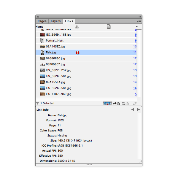 indesign preflight missing link image 