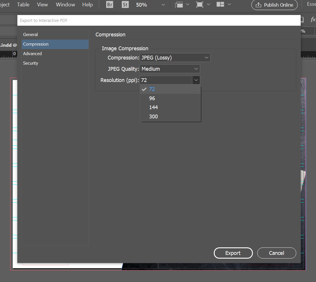 export interactive pdf indesign online viewing image quality